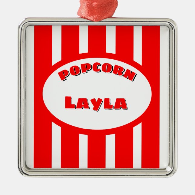 Popcorn Your name Metal Ornament (Front)