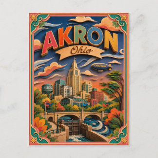 PopCut States Akron Ohio Paper Art Postcard