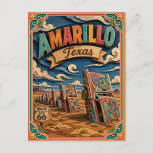 PopCut States Amarillo Texas Paper Art Postcard