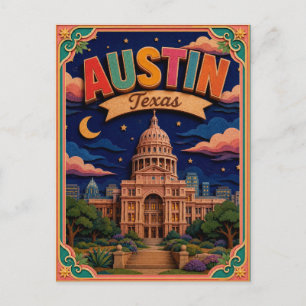 PopCut States Austin Texas Paper Art Postcard