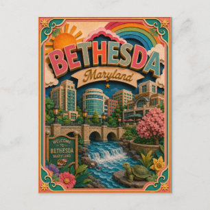 PopCut States Bethesda Maryland Paper Art Postcard