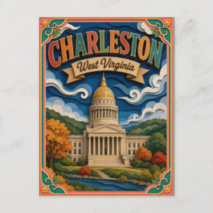 PopCut States Charleston West Virginia Paper Art Postcard
