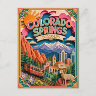 PopCut States Colorado Springs Colorado Paper Art Postcard