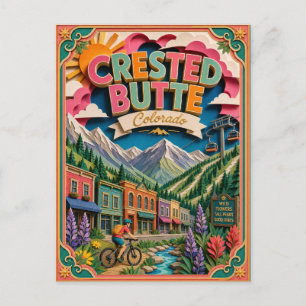 PopCut States Crested Butte Colorado Paper Art Postcard