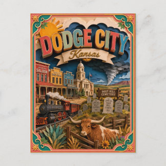 PopCut States Dodge City Kansas Paper Art Postcard