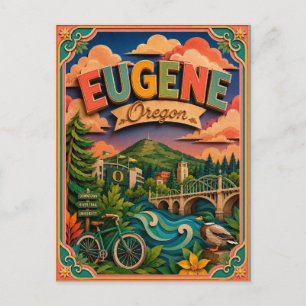PopCut States Eugene Oregon Paper Art Postcard