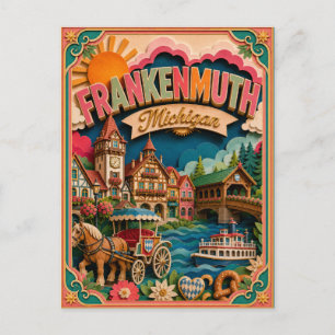 PopCut States Frankenmuth Michigan Paper Art Postcard