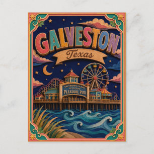 PopCut States Galveston Texas Paper Art Postcard