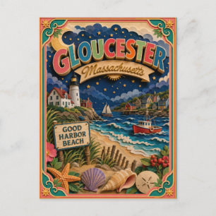 PopCut States Gloucester Massachusetts Paper Art Postcard