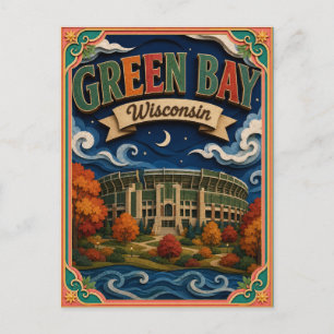 PopCut States Green Bay Wisconsin Paper Art Postcard