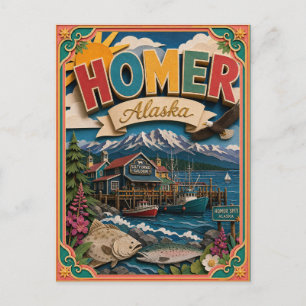 PopCut States Homer Alaska Paper Art Postcard