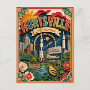 PopCut States Huntsville Alabama Paper Art Postcard
