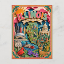 PopCut States Illinois Colourful 3D Paper Art