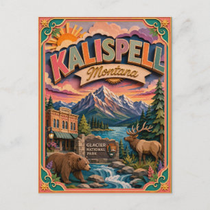 PopCut States Kalispell Montana Paper Art Postcard