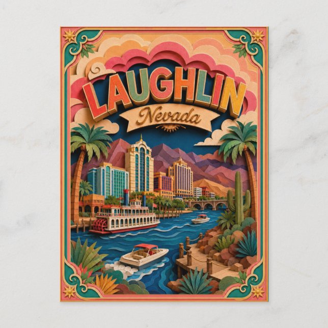 PopCut States Laughlin Nevada Paper Art Postcard (Front)