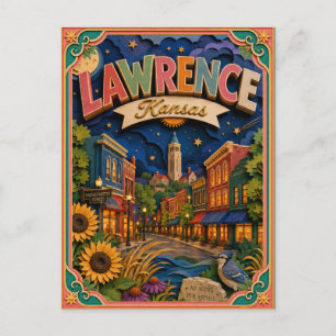PopCut States Lawrence Kansas Paper Art Postcard