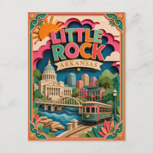PopCut States Little Rock Arkansas Paper Art Postcard