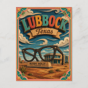 PopCut States Lubbock Texas Paper Art Postcard