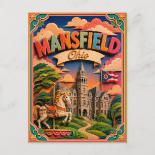 PopCut States Mansfield Ohio Paper Art Postcard