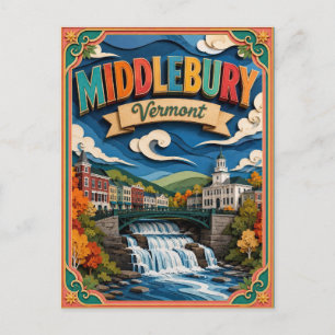 PopCut States Middlebury Vermont Paper Art Postcard