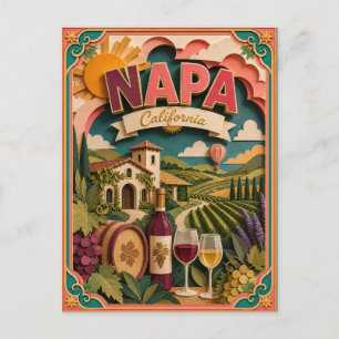 PopCut States Napa California Paper Art Postcard