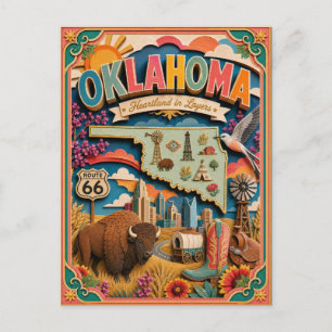 PopCut States Oklahoma Colourful 3D Paper Art  Postcard