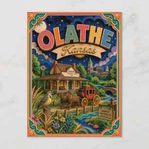 PopCut States Olathe Kansas Paper Art Postcard