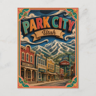 PopCut States Park City Utah Paper Art Postcard