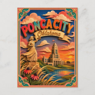 PopCut States Ponca City Oklahoma Paper Art Postcard