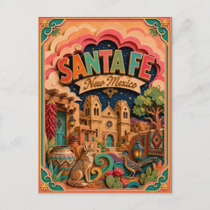 PopCut States Santa Fe New Mexico Paper Art Postcard