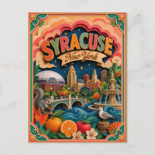 PopCut States Syracuse New York Paper Art Postcard