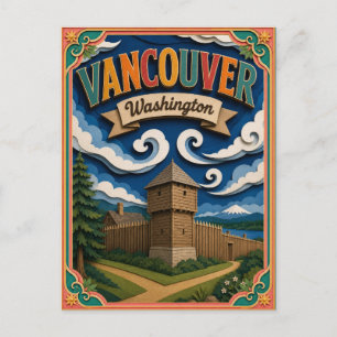 PopCut States Vancouver Washington Paper Art Postcard