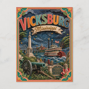 PopCut States Vicksburg Mississippi Paper Art Postcard