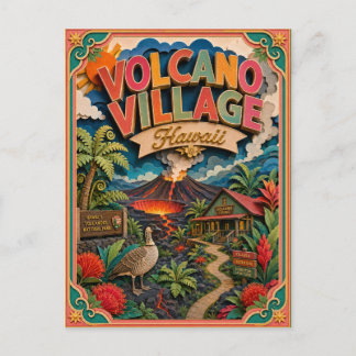 PopCut States Volcano Village Hawaii Paper Art Postcard