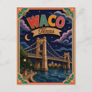 PopCut States Waco Texas Paper Art Postcard