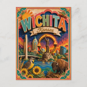 PopCut States Wichita Kansas Paper Art Postcard