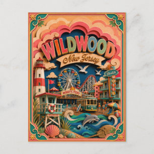 PopCut States Wildwood New Jersey Paper Art Postcard