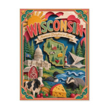 PopCut States Wisconsin Colourful 3D Paper Art