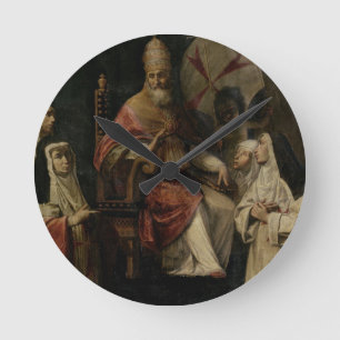 Pope Clement VIII blessing Carmelite Nuns (oil on Round Clock