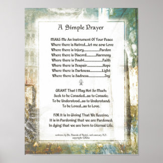 POPE FRANCIS=ST. FRANCIS SIMPLE PRAYER=La Piazza Poster
