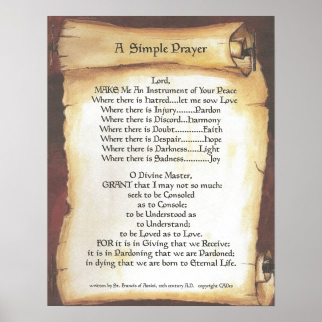 POPE FRANCIS=ST. FRANCIS SIMPLE PRAYER=Scroll Poster (Front)