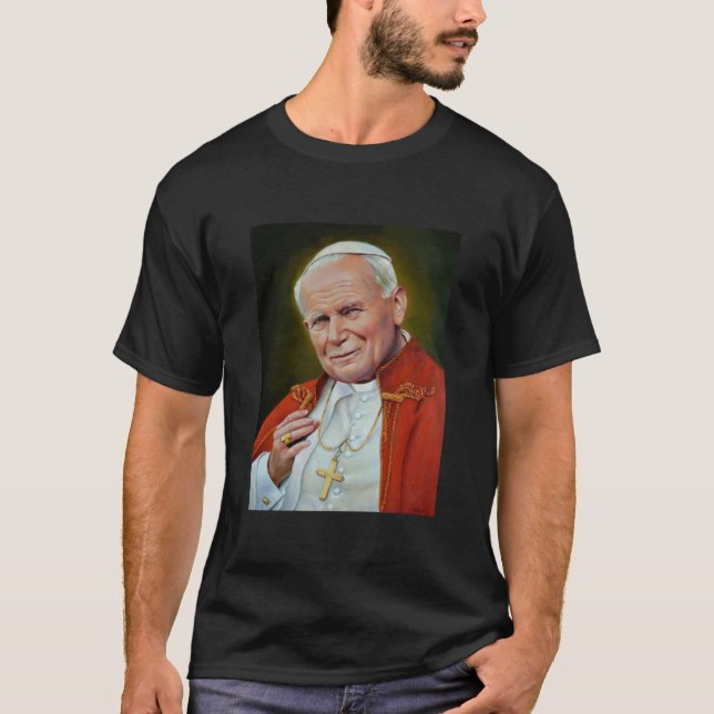 Pope John II, St. John Paul II Portrait, Religious T-Shirt (Front)