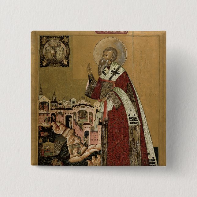 Pope Klemens with scenes from his life 2 Inch Square Button (Front)
