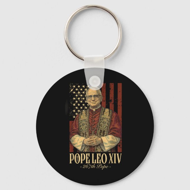 Pope Leo And America Us Pope Leo Xiv  Keychain (Front)