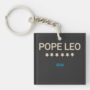 pope Leo text with stars team Keychain