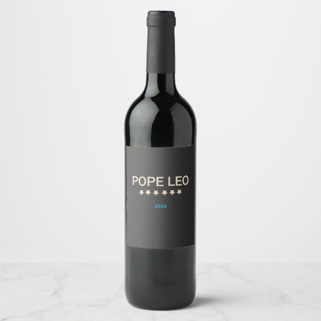 pope Leo text with stars team  Wine Label (Front)