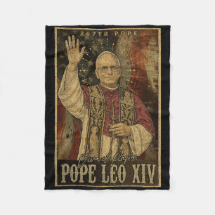 Pope Leo Xiv 14th First American Pope Usa Flag Vin Fleece Blanket