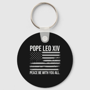 Pope Leo Xiv 14th First American Pope Usa Flag Vin Keychain