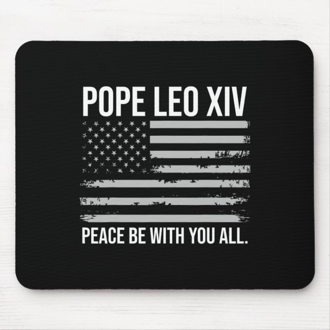 Pope Leo Xiv 14th First American Pope Usa Flag Vin Mouse Pad (Front)