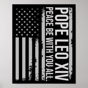Pope Leo Xiv 14th First American Pope Usa Flag Vin Poster